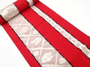 アンティーク　縞に抽象模様織り出し　八寸帯地反物